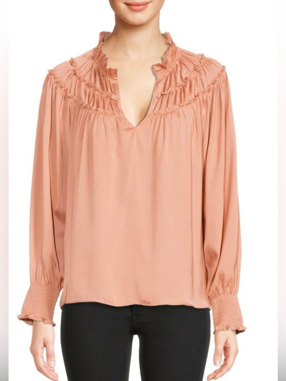 NEW Chelsea & Theodore Long Sleeve Ruffle Blouse